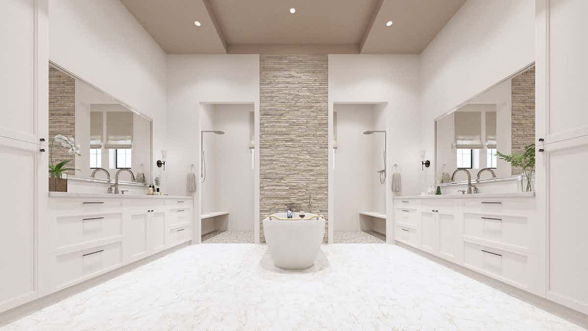 3D Rendering of a master bedroom bathroom